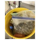 Misc Bucket, Light bulbs, cleaner, Litter scooper