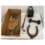 Vntg Pulley, Horseshoe, misc
