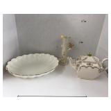 Bone china serving dish, Vase, Tea Pot