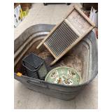 Galvanized Tub, Washboard, & More