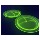 2 Uranium Glass Plates