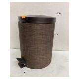 Brown woven step-on open waste can