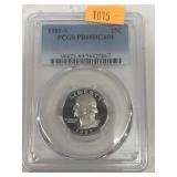 1985-S Washington Quarter proof coin graded