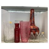 Vases, glass bottles, & ceramic vase