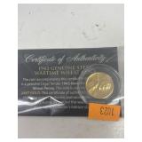 1943 steel Lincoln Wheat cent - plated in 24K