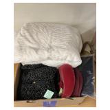 Vntg hats, muff, scarves, plush blanket, &
