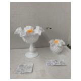 2cnt Fenton Hobnail Milk Glass