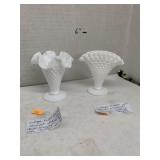 2cnt Fenton Hobnail Vases