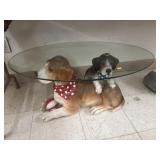 Dog & Puppy Table w/ Glass Top