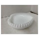 Vntg Fenton Silver Crest Heart Dish