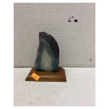 Cut & polished agate on wood stand