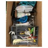 Box of kitchen utensils and misc