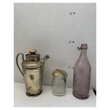 Ball Jar, Bottle, Metal Pitcher