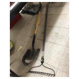 Garden Rake And Shovel