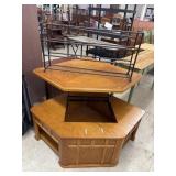 Corner Table & Plastic Rack