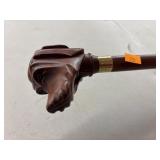 Carved Dog Handle Walking Stick Cane