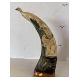 Vintage Horn Sculpture~Hand Carved Peacock
