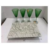 4 Glasses and Tray