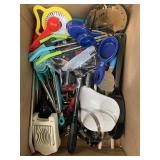 Box of kitchen Utensils and misc