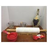 Kitchen items, wine jug, Rolling Pin, Measuring