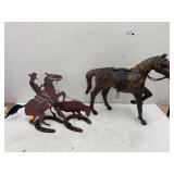 Metal rodeo scene & leather covered horse