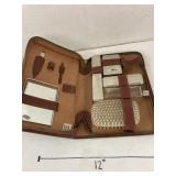 Vntg toiletries set in leather case