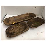 3cnt Carved Wooden Bowls