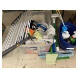 Drying rack, Mops, misc cleaning items