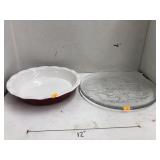 Pie Plate & Christmas Glass Serving Plate
