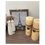 Girls figurines, candles from Marshalls and wood