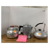 Vntg Aluminum Percolator & Tea Kettles