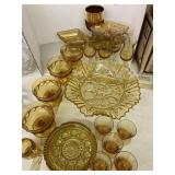 Vntg Amber glass & Carnival glass pieces