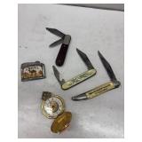 Knives, Lighter, Pocket Watch Lot