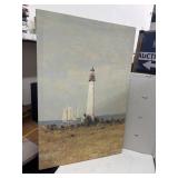 Signed Lighthouse Painting on Canvas