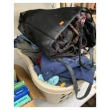 Basket of Jeans  and Bag of misc clothes