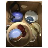 Box of Misc Bowls and Tea Pot
