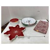 Christmas bowls, platters, & candle holder