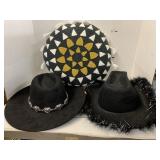 Pillow and 2 Cowboy Hats