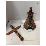 Native American-style teepee night light & Wooden
