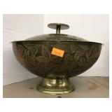 Vntg Lidded Brass Bowl