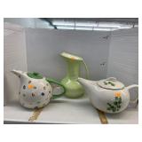 Pitcher and 2 Teapots
