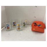 Walt Disney World hat & 4- McDonald glasses