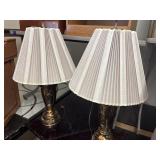 Pair Heavy Brass Table Lamps