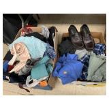 2 boxes of clothes, shoes, ties