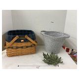 Longaberger basket w/liner, fabric basket, &
