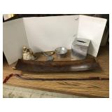 Aluminum decor, Rock, wooden Bowl and Arrow