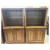2 Matching Cabinets w/ Glass Display Shelf w/