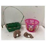 Easter baskets & ceramic bunnies