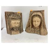 Carved wooden Jesus and Mary
