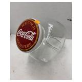 Coca-Cola clear glass penny candy or cookie jar